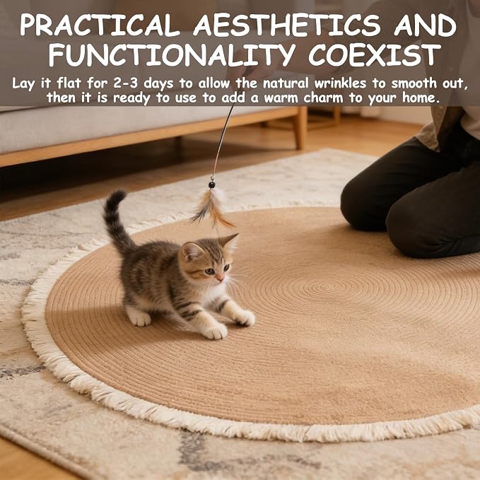 47.2 in Cat Rug, Cat Scratch Rug, Cat Scratch Rugs - Image 5