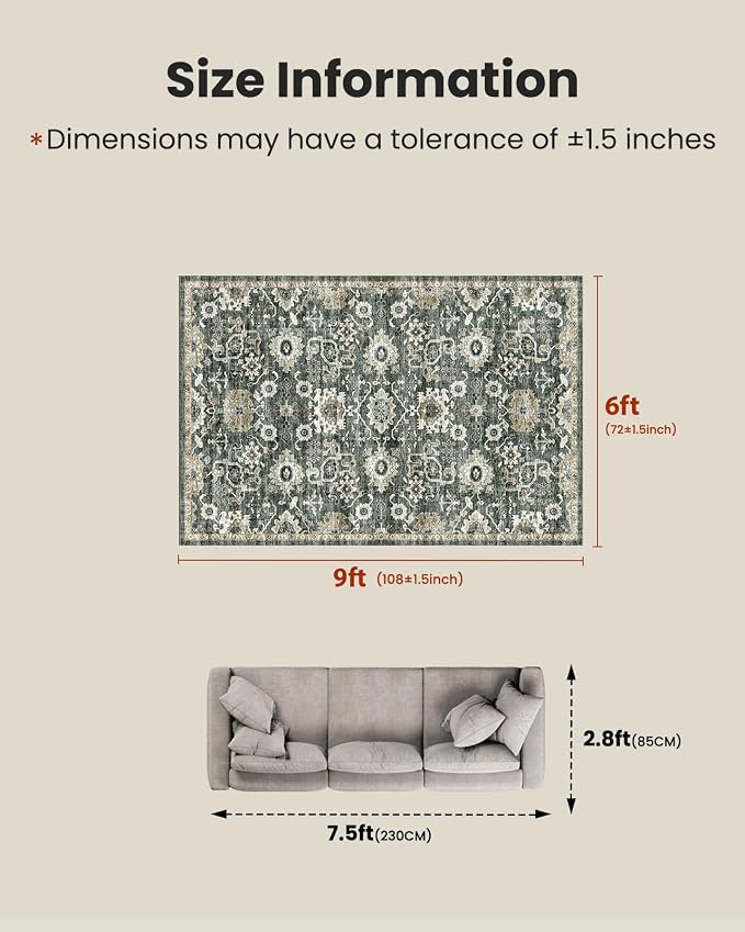 AMADA HOMEFURNISHING 6x9 Area Rugs, Vintage Rugs - Image 2