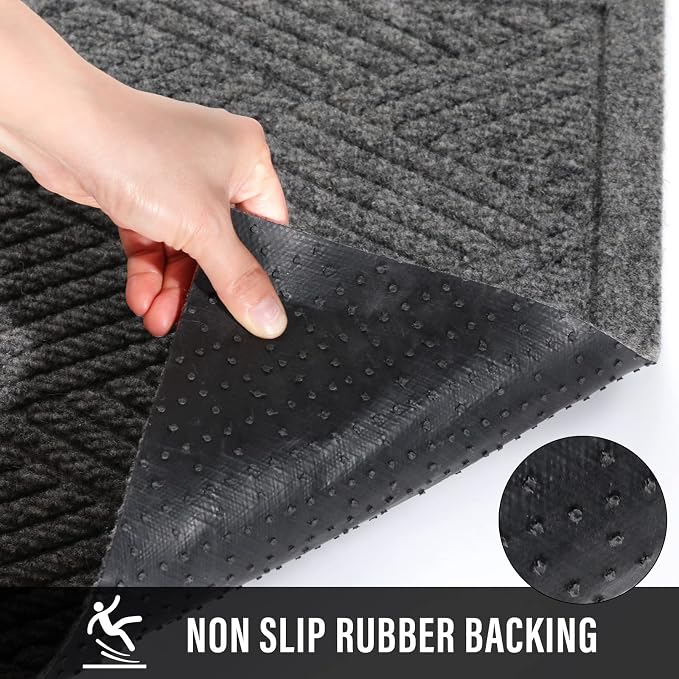 HIYARD Sturdy Front Door Mat, Absorbent Muddy Dirt Resist Welcome Door Mats - Image 4