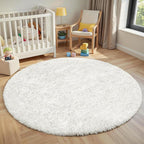 White Round Fluffy Rug 6ft, Soft Bedroom Circle Rugs Mats by Unknown