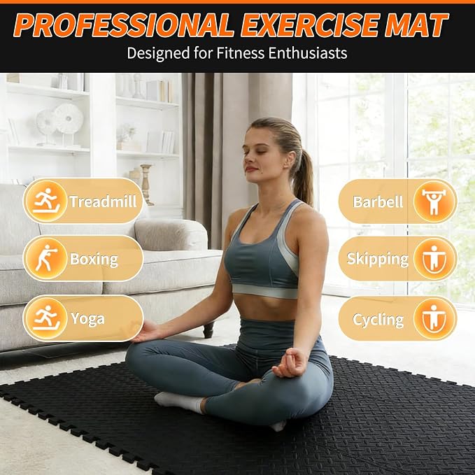 Gym Flooring for Home Gym, 12.6"x12.6"x0.4" EVA Exercise Mats, Puzzle Floor Mat - Image 8
