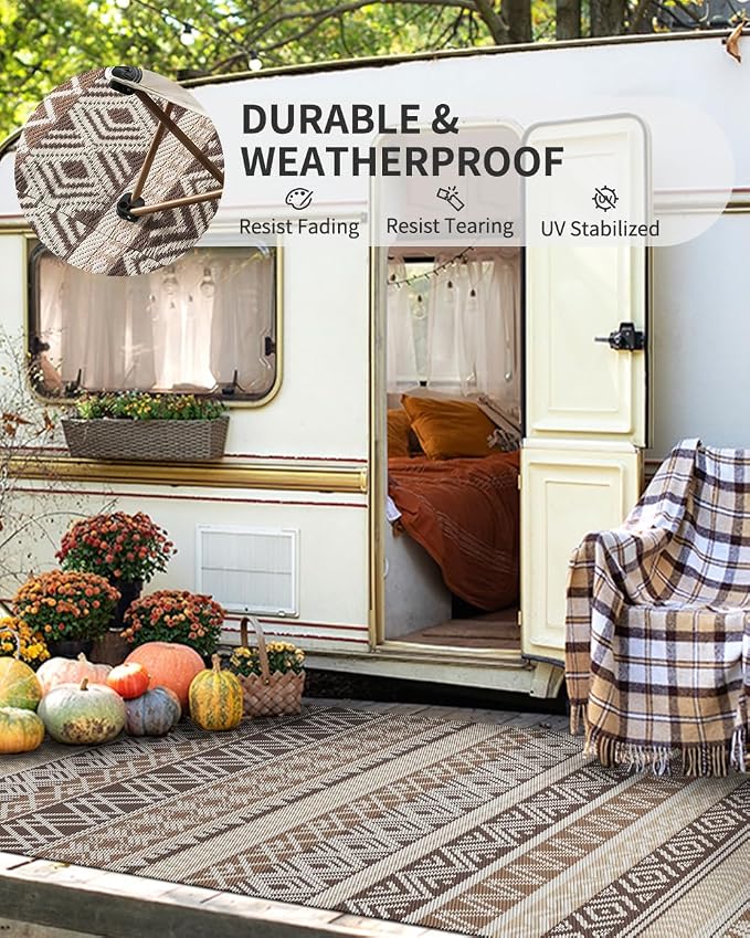 MontVoo Outdoor Rug Carpet Waterproof-Patio Rug Mat 6x9 Reversible RV Outdoor - Image 5