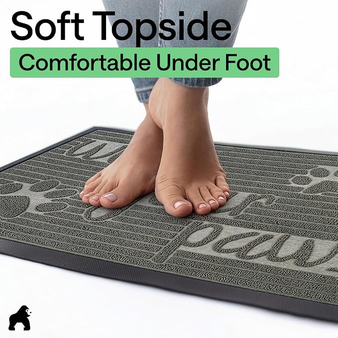 GORILLA GRIP 100% Waterproof All-Season WeatherMAX Doormat, US Designed Natural - Image 8