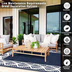 HUGEAR Outdoor Plastic Straw Rug, Waterproof Mat, Washable Large Floor Mat and - Image 3