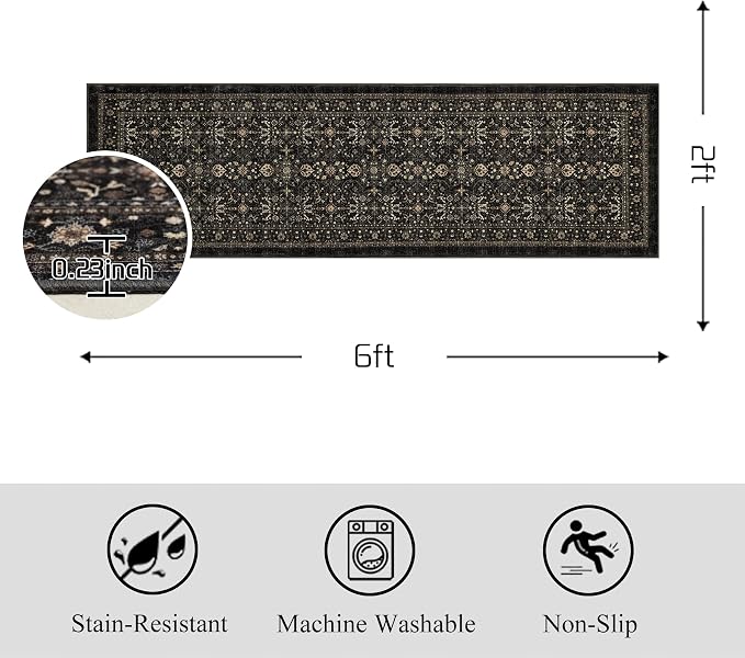 Ruaruarug Washable Area Rug Runner 2×6 - Image 2