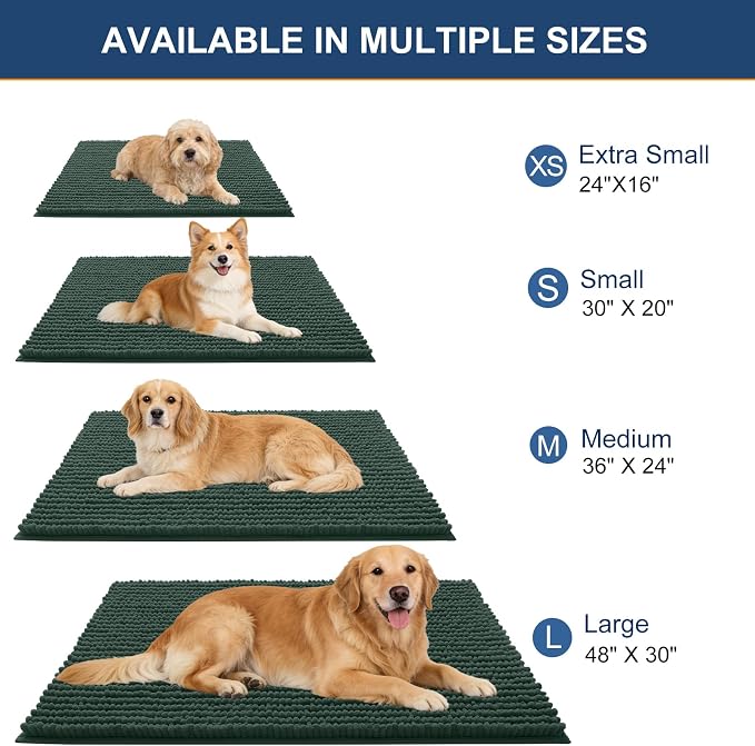 OLANLY Dog Door Mat for Muddy Paws 70x24, Ultra Absorbent Chenille Mud Doormat - Image 2