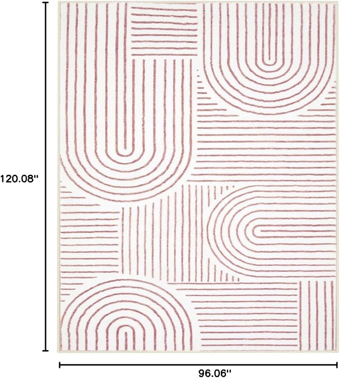 Lahome Abstract 8x10 Area Rugs, Soft Washable Rugs 8x10 Living Room Pink Rugs - Image 2