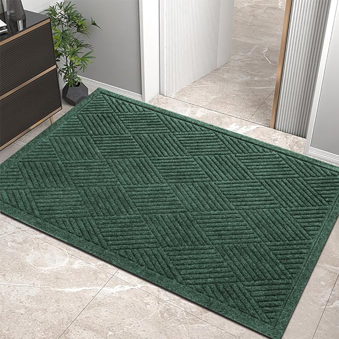 HIYARD Sturdy Front Door Mat, Absorbent Muddy Dirt Resist Welcome Door Mats by HIYARD