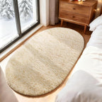 Ophanie 4x6 Oval Beige Rugs for Bedroom Living Room, Fluffy Fuzzy Furry Carpet - Image 3
