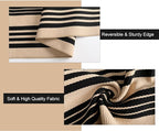 Striped Outdoor Front Door Mat 24"x51", Cotton Hand Woven Washable Black and - Image 5