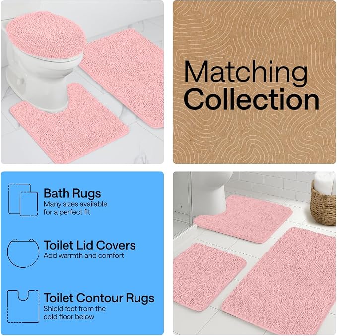 GORILLA GRIP Plush Absorbent Shaggy Chenille Bath Rug Mat - Image 8