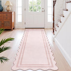 Pink Runner Rug 2.6x8 Kitchen Hallway Scalloped Rugs, Non Skid Stain-Resistant - Image 7
