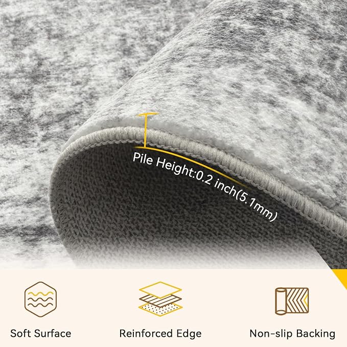 RELEANY Washable Area Rugs 6'x8' Non-Slip Modern Abstract Soft - Image 5
