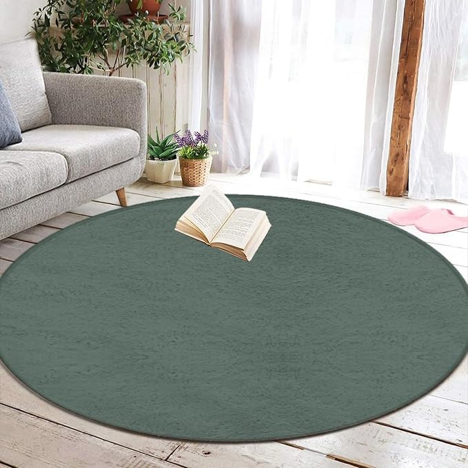 Machine Washable Modern Round Area Rug, Room Sofa Yoga Soft Round Carpet - Image 6