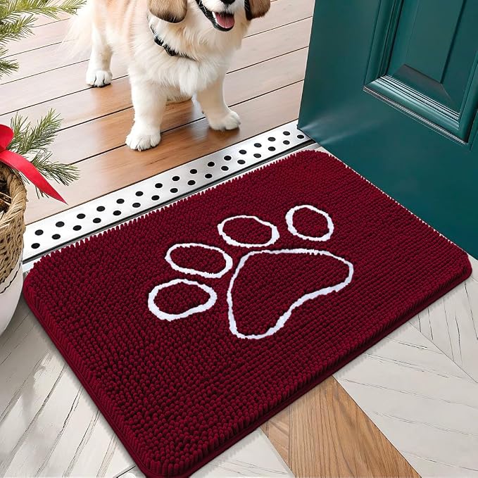 OLANLY Dog Door Mat for Muddy Paws 70x35, Paw Print Design, Absorbs Moisture - Image 2