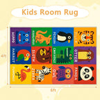 Kids Rug 4x6 Animal Alphabet Play Mat Educational Learning Area Rug Soft - Image 2