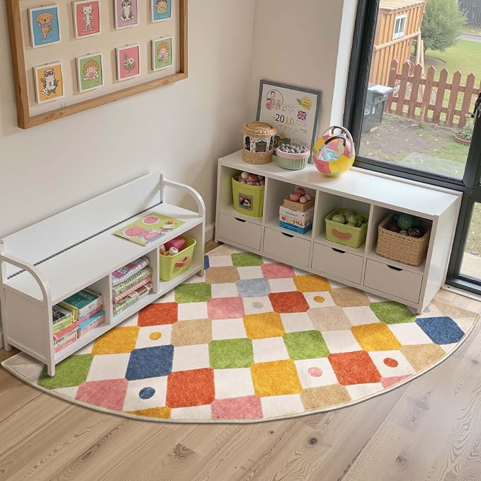 jinchan Macy Kids Rug for Nursery 5ft Radius Corner Washable Area Rug Modern - Image 4