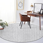 Lahome Moroccan 5Ft Round Rug Machine Washable Round Bedroom Carpet Grey - Image 9