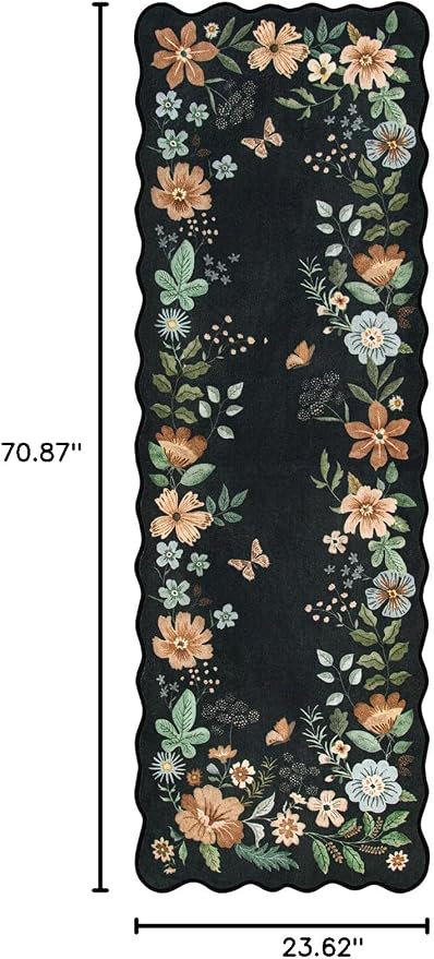 Lahome Floral Kitchen Runner, 2X6 Washable Runner Rug Non Slip Ultra-Thin - Image 2