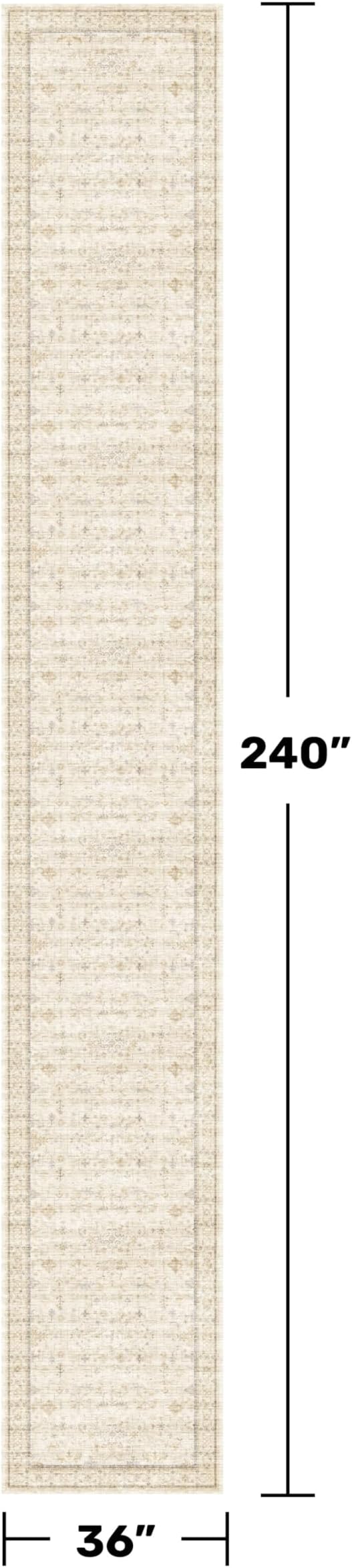 Sand Beige Washable 3x20 Extra Long Hallway Runner Rug, Vintage Farmhouse Rugs - Image 2