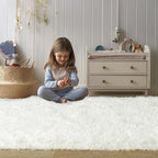 Soft Fluffy Area Rug for Bedroom, Cream White Fuzzy Shaggy Oval Throw Rugs for - Image 3