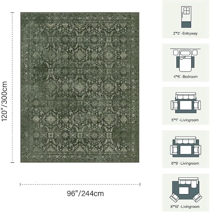 Rugxara 8x10 Area Rugs for Living Room Bedroom, Large Washable Rug, Non Slip & - Image 2