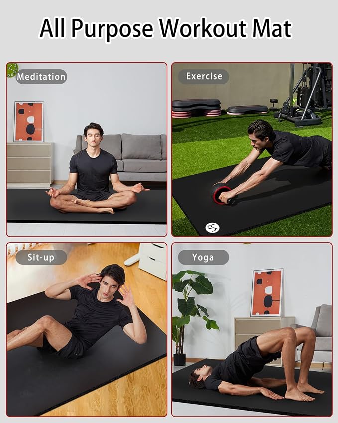 Yoga Mat for Men Women Extra Wide Exercise Mat 76"x35" 15mm Thick Large Workout - Image 6