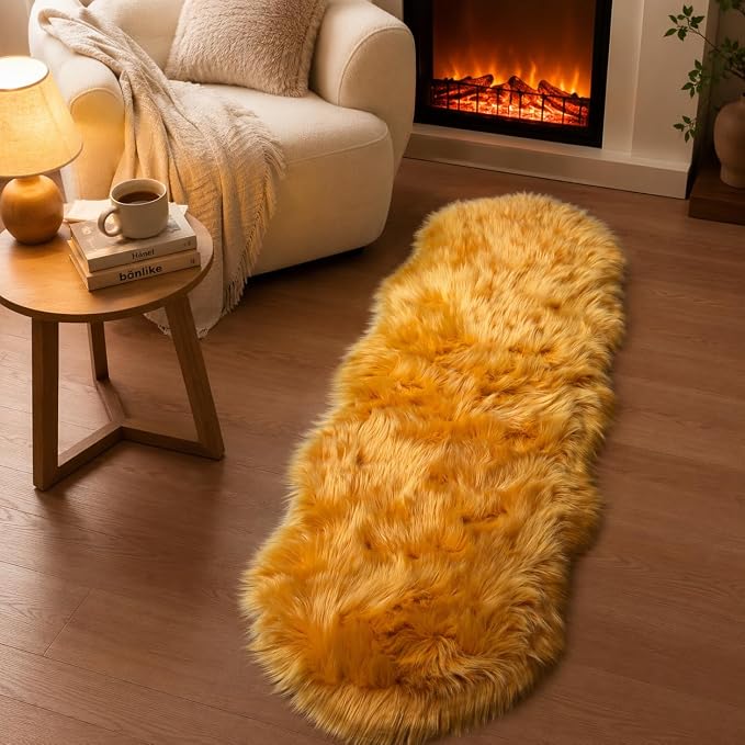EasyJoy Faux Sheepskin Rug, Fluffy Faux Fur Rug, Ultra Soft Shag Area Rug - Image 6