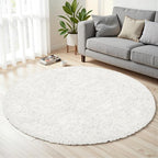 White Round Fluffy Rug 6ft, Soft Bedroom Circle Rugs Mats - Image 2