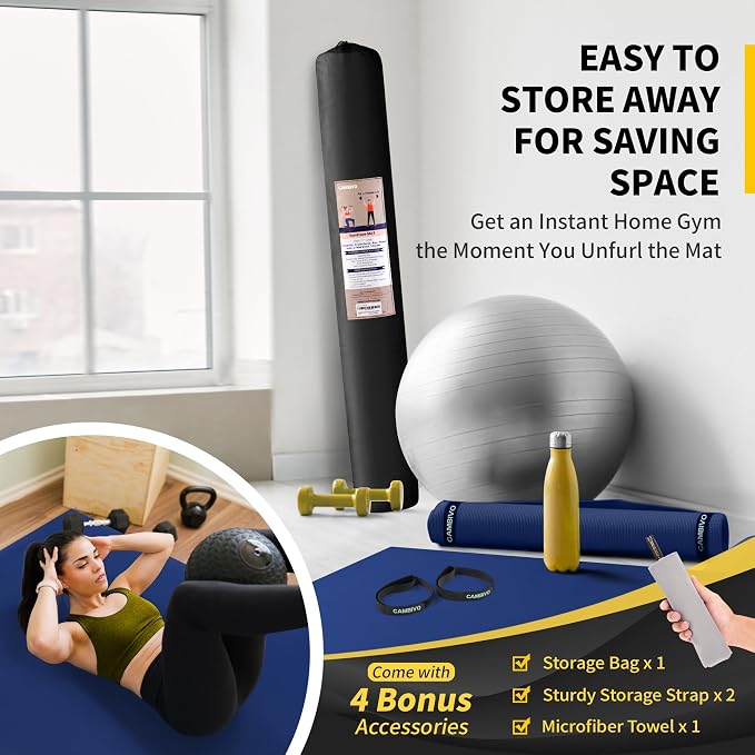 CAMBIVO Large Exercise Mat for Home Workout, Shoe-Friendly, Non-Slip Gym Mat - Image 7