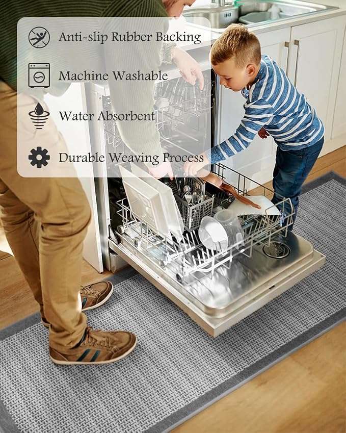 PADOOR Non Slip Kitchen Rugs Sets of 2 - Image 3