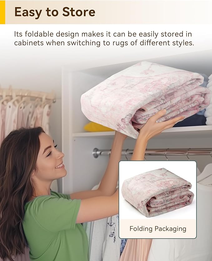 RELEANY Area Rugs 7'x9' Washable Non-Slip, Floral Vintage Distress Medallion - Image 6