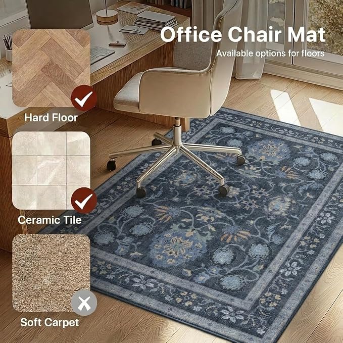 48"x60" Office Chair Mat for Hardwood Tile Floor, Under Desk Carpet Protector - Image 3
