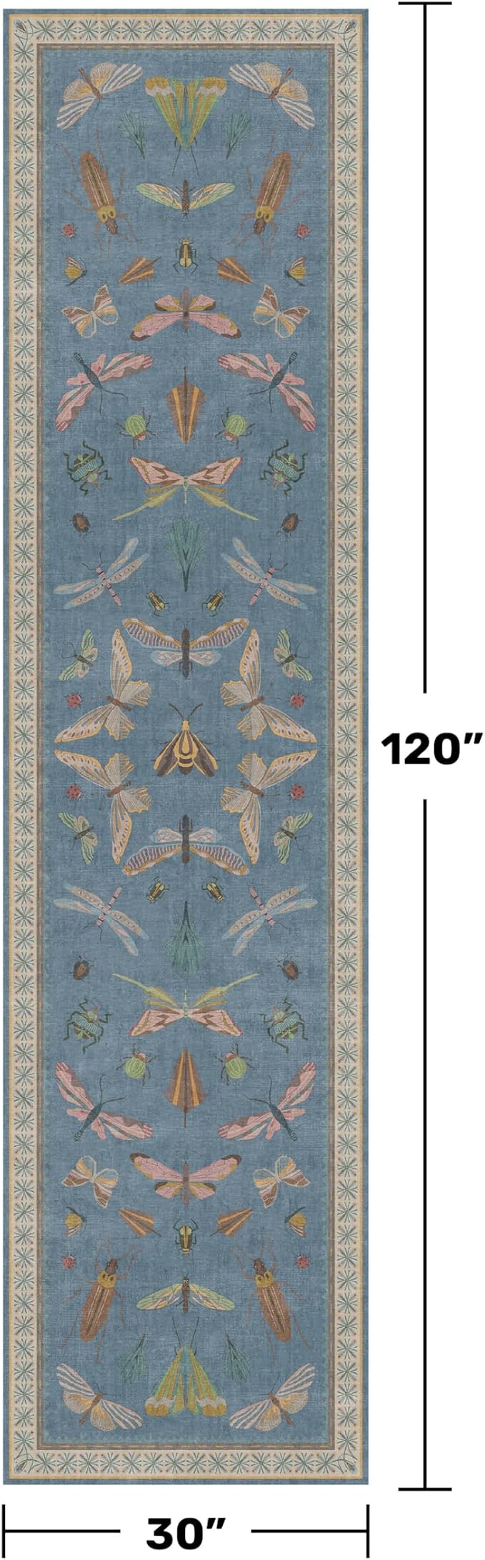 2'6''x10' Blue Insect Runner Rug - Image 2