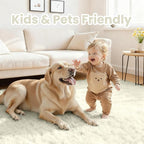 5x8 Area Rugs for Living Room: Soft Fluffy Shag Cream White Rugs for Bedroom - Image 4