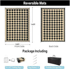 HUGEAR Outdoor Waterproof Rug 10'x14' Plastic Straw Rugs Washable Reversible - Image 2