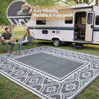 HUGEAR Outdoor Rug 8x10 Patio Waterproof Mat Camping Carpet Outside Area Rug - Image 5