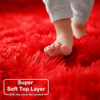 Amdrebio Red Area Rugs for Living Room Bedroom, Christmas Rug 6x9, Large Red - Image 4