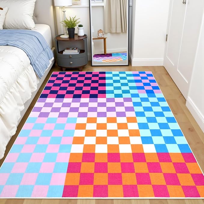 Terrug Multicolored Checkered Rug - Image 2