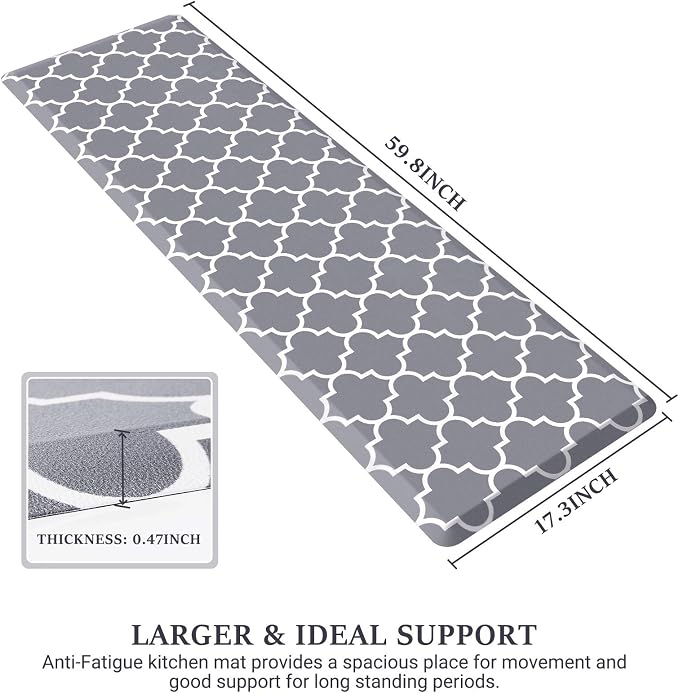 WISELIFE Kitchen Mat Cushioned Anti-Fatigue Rug, 17.3"x 60", Non Slip - Image 2