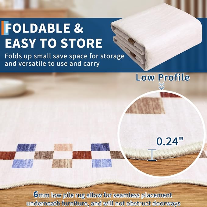 Washable Runner Rug 2x10 Modern Bordered Hallway Runner Rug Non Slip Kitchen - Image 5