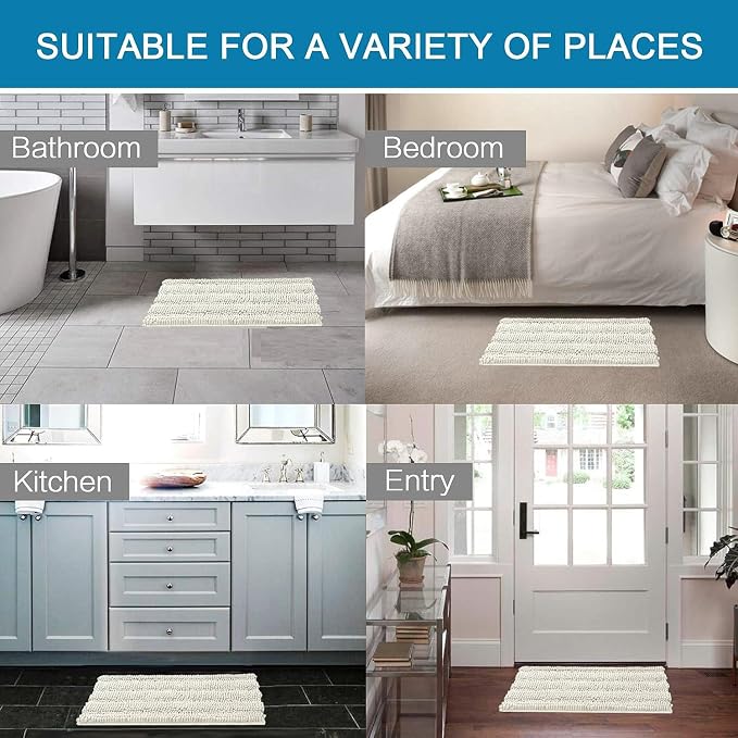 H.VERSAILTEX Bath Rugs for Bathroom Non Slip Bath Mats Extra Thick Chenille - Image 6