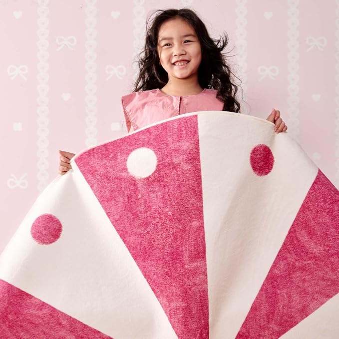 jinchan 5ft Round Rug Hot Pink Washable Fun Cute Playroom Mat Non Slip Cheerful - Image 6