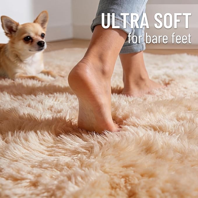 OLANLY 5x5 Area Rugs for Living Room Bedroom, Machine Washable Soft Fluffy - Image 4