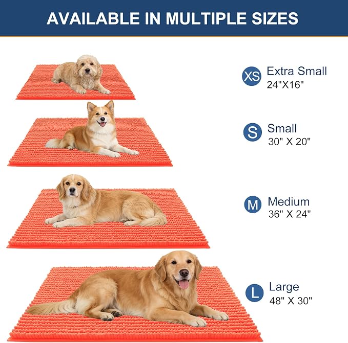 OLANLY Dog Door Mat for Muddy Paws 34x21, Ultra Absorbent Chenille Mud Doormat - Image 2