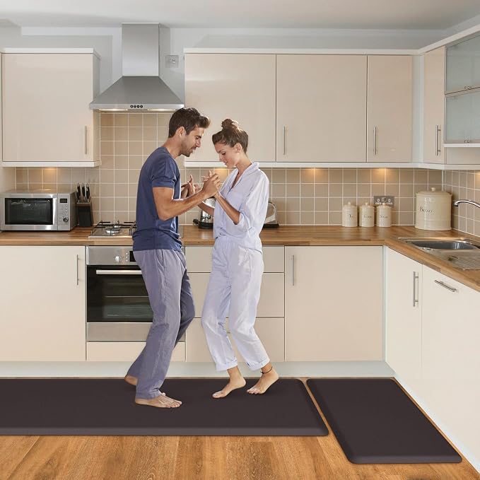 HappyTrends Kitchen Mat, 17.3"x28"+17.3"x60" Chocolate, Cushioned Comfort - Image 7