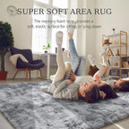 BENRON Fluffy Tie-dye Grey Rugs - Image 4