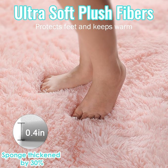 PAGISOFE Pink Fluffy Shag Machine Washable Area Rugs - Image 7