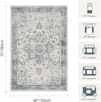 Rugxara Washable Area Rug for Living Room, Neutral Vintage Boho Rugs for Office - Image 2
