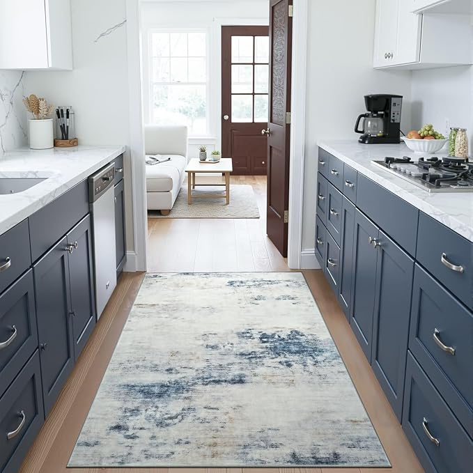 Toneed Abstract Area Rug Modern Washable Rug Soft Non Slip Rug Low Pile - Image 2
